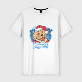 Мужская футболка хлопок Slim с принтом Christmas beach party в Кировске, 92% хлопок, 8% лайкра | приталенный силуэт, круглый вырез ворота, длина до линии бедра, короткий рукав | 