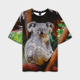 Мужская футболка oversize 3D с принтом Очень уставшая коала в Санкт-Петербурге,  |  | Тематика изображения на принте: 