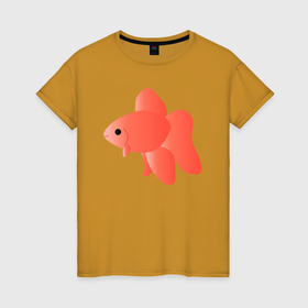 Женская футболка хлопок с принтом Золотая рыба в Кировске, 100% хлопок | прямой крой, круглый вырез горловины, длина до линии бедер, слегка спущенное плечо | 