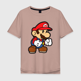 Мужская футболка хлопок Oversize с принтом Классический Марио в Петрозаводске, 100% хлопок | свободный крой, круглый ворот, “спинка” длиннее передней части | 