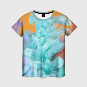 Женская футболка 3D с принтом Красочный и разноцветный дым , 100% полиэфир ( синтетическое хлопкоподобное полотно) | прямой крой, круглый вырез горловины, длина до линии бедер | 