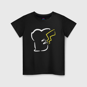 Детская футболка хлопок с принтом Пикачу минимализм в Курске, 100% хлопок | круглый вырез горловины, полуприлегающий силуэт, длина до линии бедер | 