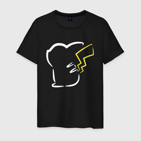 Мужская футболка хлопок с принтом Пикачу минимализм в Екатеринбурге, 100% хлопок | прямой крой, круглый вырез горловины, длина до линии бедер, слегка спущенное плечо. | 