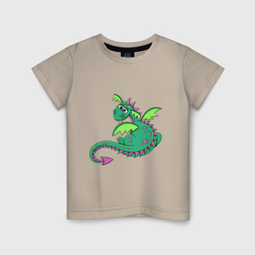 Детская футболка хлопок с принтом Влюбленный дракон в Белгороде, 100% хлопок | круглый вырез горловины, полуприлегающий силуэт, длина до линии бедер | Тематика изображения на принте: 