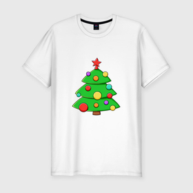 Мужская футболка хлопок Slim с принтом Новогодняя стильная елка в Курске, 92% хлопок, 8% лайкра | приталенный силуэт, круглый вырез ворота, длина до линии бедра, короткий рукав | 