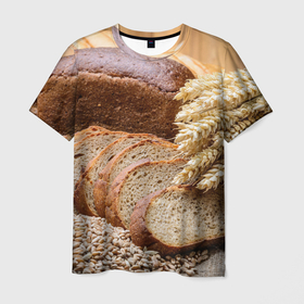 Мужская футболка 3D с принтом Хлеб аппетитный в Петрозаводске, 100% полиэфир | прямой крой, круглый вырез горловины, длина до линии бедер | 