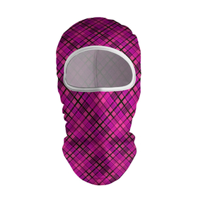 Балаклава 3D с принтом Малиново розовый узор в клетку в Новосибирске, 100% полиэстер, ткань с особыми свойствами — Activecool | плотность 150–180 г/м2; хорошо тянется, но при этом сохраняет форму. Закрывает шею, вокруг отверстия для глаз кайма. Единый размер | 