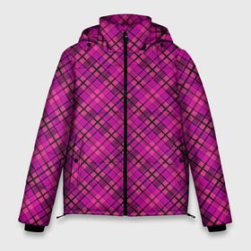 Мужская зимняя куртка 3D с принтом Малиново розовый узор в клетку в Новосибирске, верх — 100% полиэстер; подкладка — 100% полиэстер; утеплитель — 100% полиэстер | длина ниже бедра, свободный силуэт Оверсайз. Есть воротник-стойка, отстегивающийся капюшон и ветрозащитная планка. 

Боковые карманы с листочкой на кнопках и внутренний карман на молнии. | 