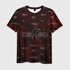 Мужская футболка 3D с принтом CS GO с оружием в городе Новоалтайск, 100% полиэфир | прямой крой, круглый вырез горловины, длина до линии бедер | 