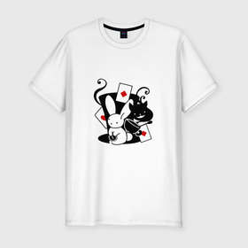 Мужская футболка хлопок Slim с принтом Кролик символ 2023 года в стиле Алиса в стране чудес в Екатеринбурге, 92% хлопок, 8% лайкра | приталенный силуэт, круглый вырез ворота, длина до линии бедра, короткий рукав | 