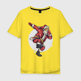 Мужская футболка хлопок Oversize с принтом Dance Santa в Белгороде, 100% хлопок | свободный крой, круглый ворот, “спинка” длиннее передней части | Тематика изображения на принте: 