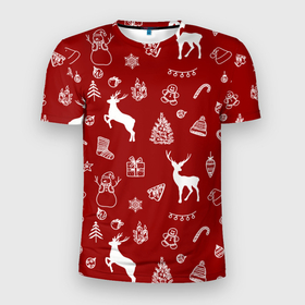 Мужская футболка 3D Slim с принтом Новогоднее настроение уют в Новосибирске, 100% полиэстер с улучшенными характеристиками | приталенный силуэт, круглая горловина, широкие плечи, сужается к линии бедра | Тематика изображения на принте: 
