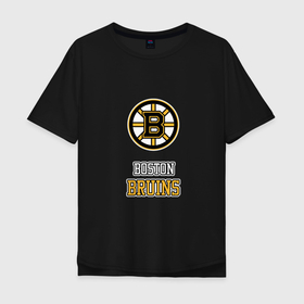 Мужская футболка хлопок Oversize с принтом Boston Bruins   NHL в Белгороде, 100% хлопок | свободный крой, круглый ворот, “спинка” длиннее передней части | Тематика изображения на принте: 