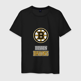 Мужская футболка хлопок с принтом Boston Bruins   NHL в Петрозаводске, 100% хлопок | прямой крой, круглый вырез горловины, длина до линии бедер, слегка спущенное плечо. | 
