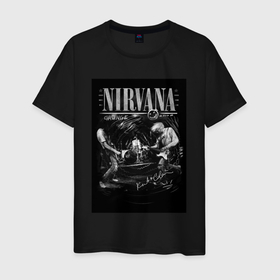 Мужская футболка хлопок с принтом Nirvana live в Санкт-Петербурге, 100% хлопок | прямой крой, круглый вырез горловины, длина до линии бедер, слегка спущенное плечо. | 