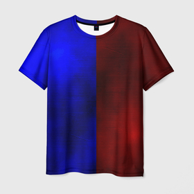 Мужская футболка 3D с принтом Половина синяя, половина красная в Белгороде, 100% полиэфир | прямой крой, круглый вырез горловины, длина до линии бедер | 