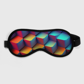 Маска для сна 3D с принтом Минималистичный футуристический узор на желто голубом градиенте в городе Новоалтайск, внешний слой — 100% полиэфир, внутренний слой — 100% хлопок, между ними — поролон |  | Тематика изображения на принте: 