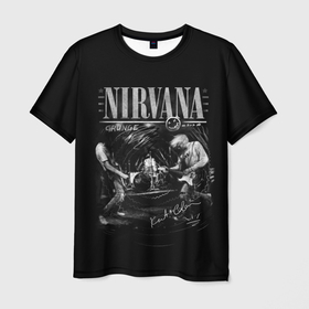 Мужская футболка 3D с принтом Nirvana live в Санкт-Петербурге, 100% полиэфир | прямой крой, круглый вырез горловины, длина до линии бедер | 