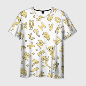 Мужская футболка 3D с принтом Смешные буквы с глазками в Петрозаводске, 100% полиэфир | прямой крой, круглый вырез горловины, длина до линии бедер | 