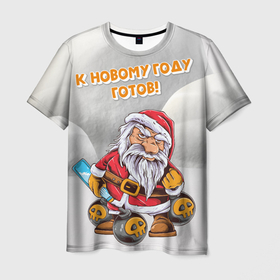 Мужская футболка 3D с принтом Боевой Санта в Курске, 100% полиэфир | прямой крой, круглый вырез горловины, длина до линии бедер | 