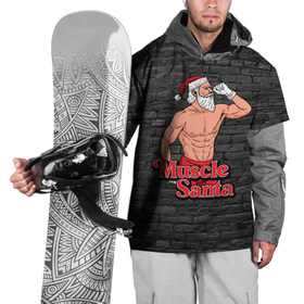 Накидка на куртку 3D с принтом Muscle Santa в Санкт-Петербурге, 100% полиэстер |  | Тематика изображения на принте: 