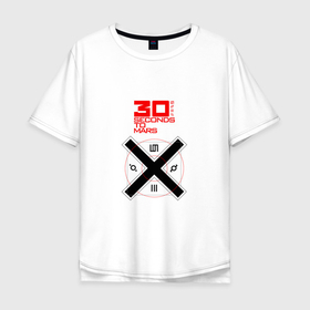 Мужская футболка хлопок Oversize с принтом 30 seconds to mars band в Кировске, 100% хлопок | свободный крой, круглый ворот, “спинка” длиннее передней части | 