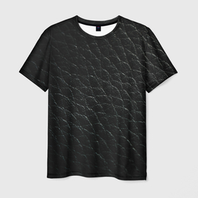 Мужская футболка 3D с принтом Кожа в черном цвете в Екатеринбурге, 100% полиэфир | прямой крой, круглый вырез горловины, длина до линии бедер | 