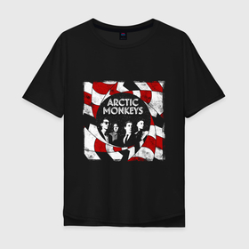Мужская футболка хлопок Oversize с принтом Arctic monkeys band в Санкт-Петербурге, 100% хлопок | свободный крой, круглый ворот, “спинка” длиннее передней части | Тематика изображения на принте: 