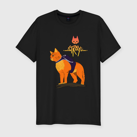 Мужская футболка хлопок Slim с принтом Stray   cat logo , 92% хлопок, 8% лайкра | приталенный силуэт, круглый вырез ворота, длина до линии бедра, короткий рукав | 