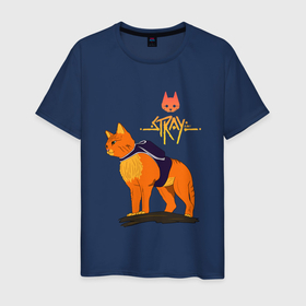 Мужская футболка хлопок с принтом Stray   cat logo в Белгороде, 100% хлопок | прямой крой, круглый вырез горловины, длина до линии бедер, слегка спущенное плечо. | 