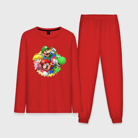 Мужская пижама хлопок (с лонгсливом) с принтом Марио, Луиджи, Пич и Йоши в Тюмени,  |  | 