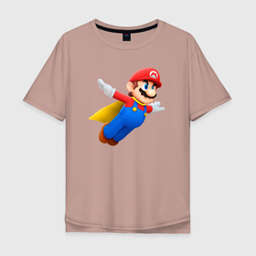 Мужская футболка хлопок Oversize с принтом Марио в полёте в Петрозаводске, 100% хлопок | свободный крой, круглый ворот, “спинка” длиннее передней части | 