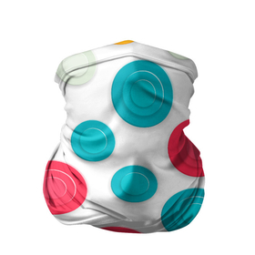 Бандана-труба 3D с принтом Белый фон и абстрактные разноцветные объёмные окружности , 100% полиэстер, ткань с особыми свойствами — Activecool | плотность 150‒180 г/м2; хорошо тянется, но сохраняет форму | 