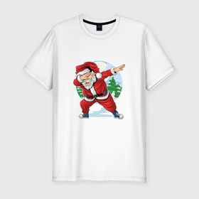 Мужская футболка хлопок Slim с принтом Dabbing Santa day в Петрозаводске, 92% хлопок, 8% лайкра | приталенный силуэт, круглый вырез ворота, длина до линии бедра, короткий рукав | 