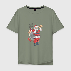 Мужская футболка хлопок Oversize с принтом Желаю счастливого рождества в Екатеринбурге, 100% хлопок | свободный крой, круглый ворот, “спинка” длиннее передней части | 