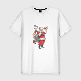 Мужская футболка хлопок Slim с принтом Желаю счастливого рождества в Санкт-Петербурге, 92% хлопок, 8% лайкра | приталенный силуэт, круглый вырез ворота, длина до линии бедра, короткий рукав | 