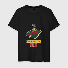 Мужская футболка хлопок с принтом Миннесота Уайлд   НХЛ в Санкт-Петербурге, 100% хлопок | прямой крой, круглый вырез горловины, длина до линии бедер, слегка спущенное плечо. | 