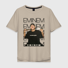 Мужская футболка хлопок Oversize с принтом Eminem Slim Shady в Белгороде, 100% хлопок | свободный крой, круглый ворот, “спинка” длиннее передней части | Тематика изображения на принте: 