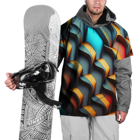 Накидка на куртку 3D с принтом Разноцветный узор с футуристическими абстрактными деталями в Санкт-Петербурге, 100% полиэстер |  | 