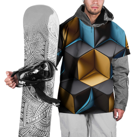 Накидка на куртку 3D с принтом Минималистичный кубический и футуристический паттерн в желто голубых тонах в Кировске, 100% полиэстер |  | Тематика изображения на принте: 