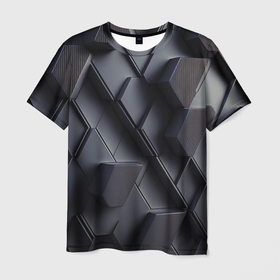 Мужская футболка 3D с принтом Темные выдвигающиеся плиты в Екатеринбурге, 100% полиэфир | прямой крой, круглый вырез горловины, длина до линии бедер | Тематика изображения на принте: 
