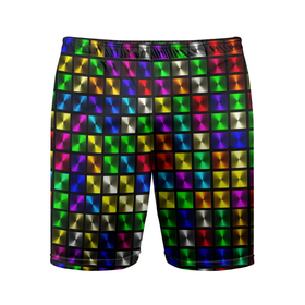 Мужские шорты спортивные с принтом Разноцветные неоновые квадраты в Курске,  |  | 