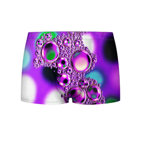 Мужские трусы 3D с принтом Фиолетовые пузыри в Екатеринбурге, 50% хлопок, 50% полиэстер | классическая посадка, на поясе мягкая тканевая резинка | Тематика изображения на принте: 