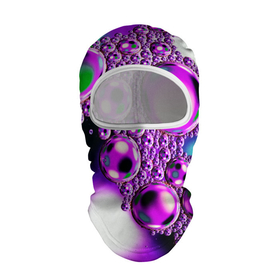 Балаклава 3D с принтом Фиолетовые пузыри в Новосибирске, 100% полиэстер, ткань с особыми свойствами — Activecool | плотность 150–180 г/м2; хорошо тянется, но при этом сохраняет форму. Закрывает шею, вокруг отверстия для глаз кайма. Единый размер | 