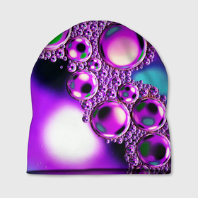 Шапка 3D с принтом Фиолетовые пузыри в Новосибирске, 100% полиэстер | универсальный размер, печать по всей поверхности изделия | 