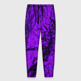 Мужские брюки 3D с принтом Фиолетовая фольга в Тюмени, 100% полиэстер | манжеты по низу, эластичный пояс регулируется шнурком, по бокам два кармана без застежек, внутренняя часть кармана из мелкой сетки | 