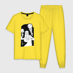 Мужская пижама хлопок с принтом Ночной кошмарище в Кировске, 100% хлопок | брюки и футболка прямого кроя, без карманов, на брюках мягкая резинка на поясе и по низу штанин
 | 