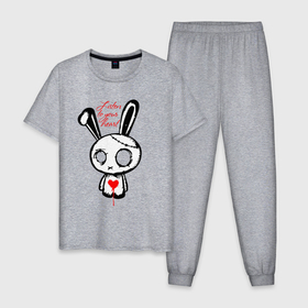 Мужская пижама хлопок с принтом Слушай своё сердце   rabbit в Белгороде, 100% хлопок | брюки и футболка прямого кроя, без карманов, на брюках мягкая резинка на поясе и по низу штанин
 | 