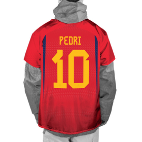 Накидка на куртку 3D с принтом Педри ЧМ 2022 сборная Испании в Санкт-Петербурге, 100% полиэстер |  | Тематика изображения на принте: 