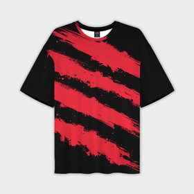 Мужская футболка oversize 3D с принтом Красно черные полосы в Белгороде,  |  | Тематика изображения на принте: 
